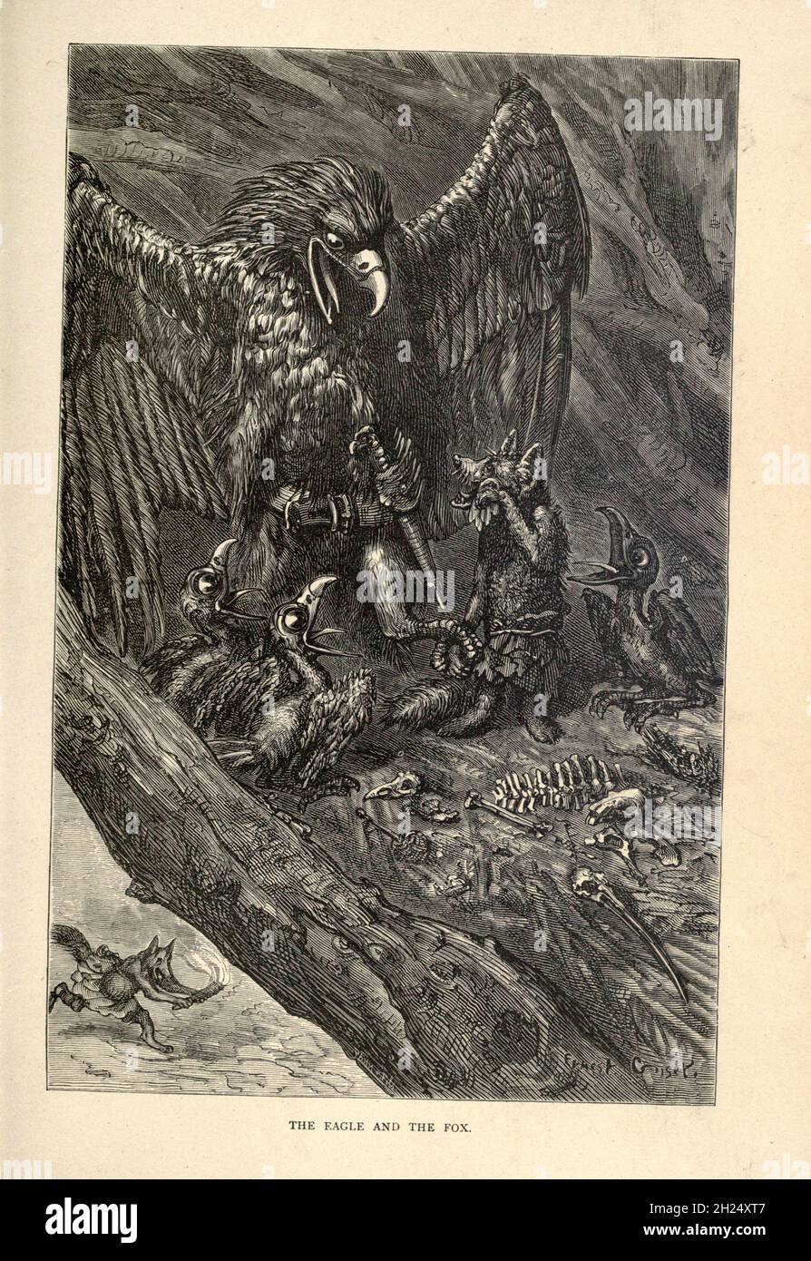 L'Aquila e la volpe dalle favole di Aesop illustrate da Joseph Benjamin Rundell, e pubblicate a Londra e New York da Cassell Petter e Galpin nel 1869 Foto Stock