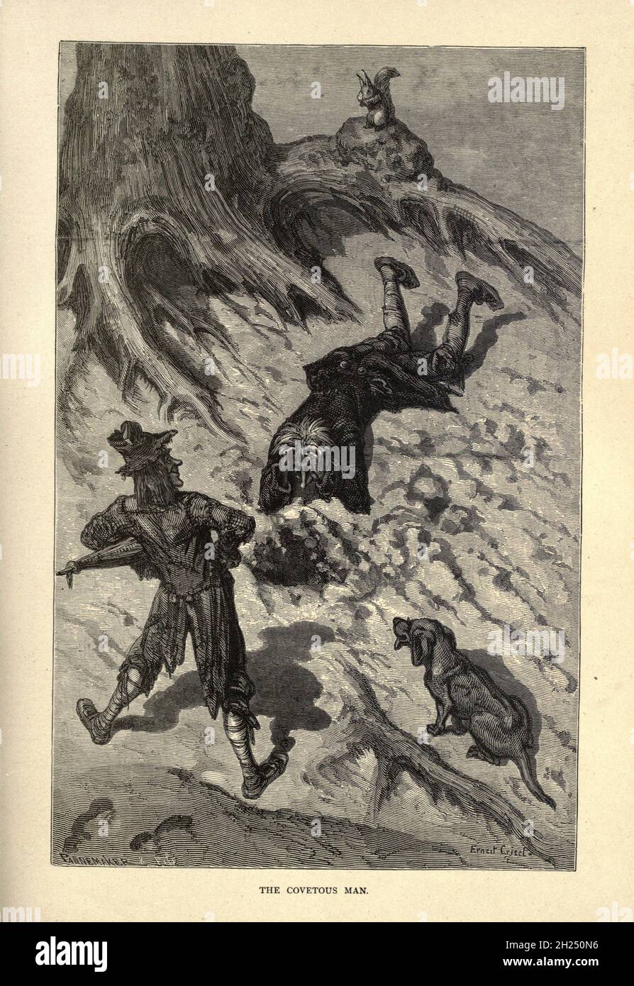 L'uomo coveto dalle favole di Aesop, illustrato da Joseph Benjamin Rundell, e pubblicato a Londra e New York da Cassell Petter e Galpin nel 1869 Foto Stock