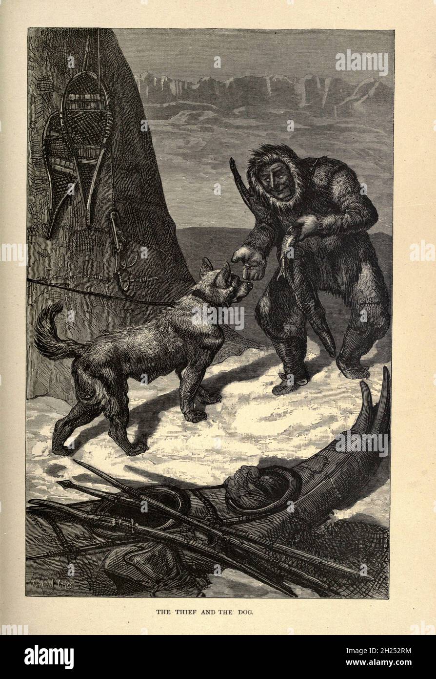 Il Ladro e il cane dalle favole di Aesop illustrate da Joseph Benjamin Rundell, e pubblicate a Londra e New York da Cassell Petter e Galpin nel 1869 Foto Stock
