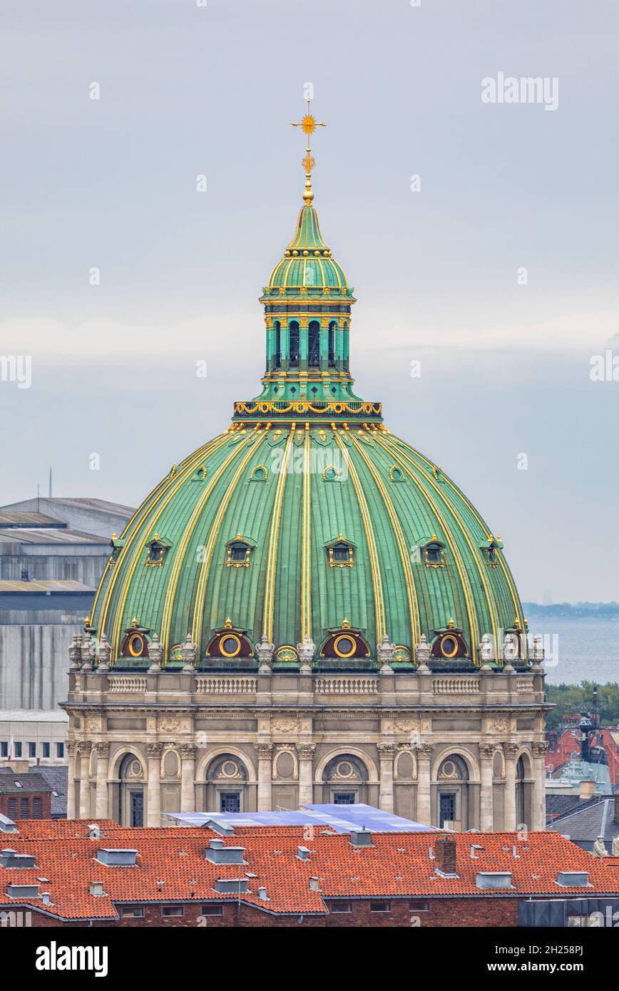 La più grande cupola in Scandinavia sulla chiesa di Fredericks in stile rococò del XVIII secolo a Copenhagen, Danimarca, conosciuta anche come Chiesa di marmo, Foto Stock