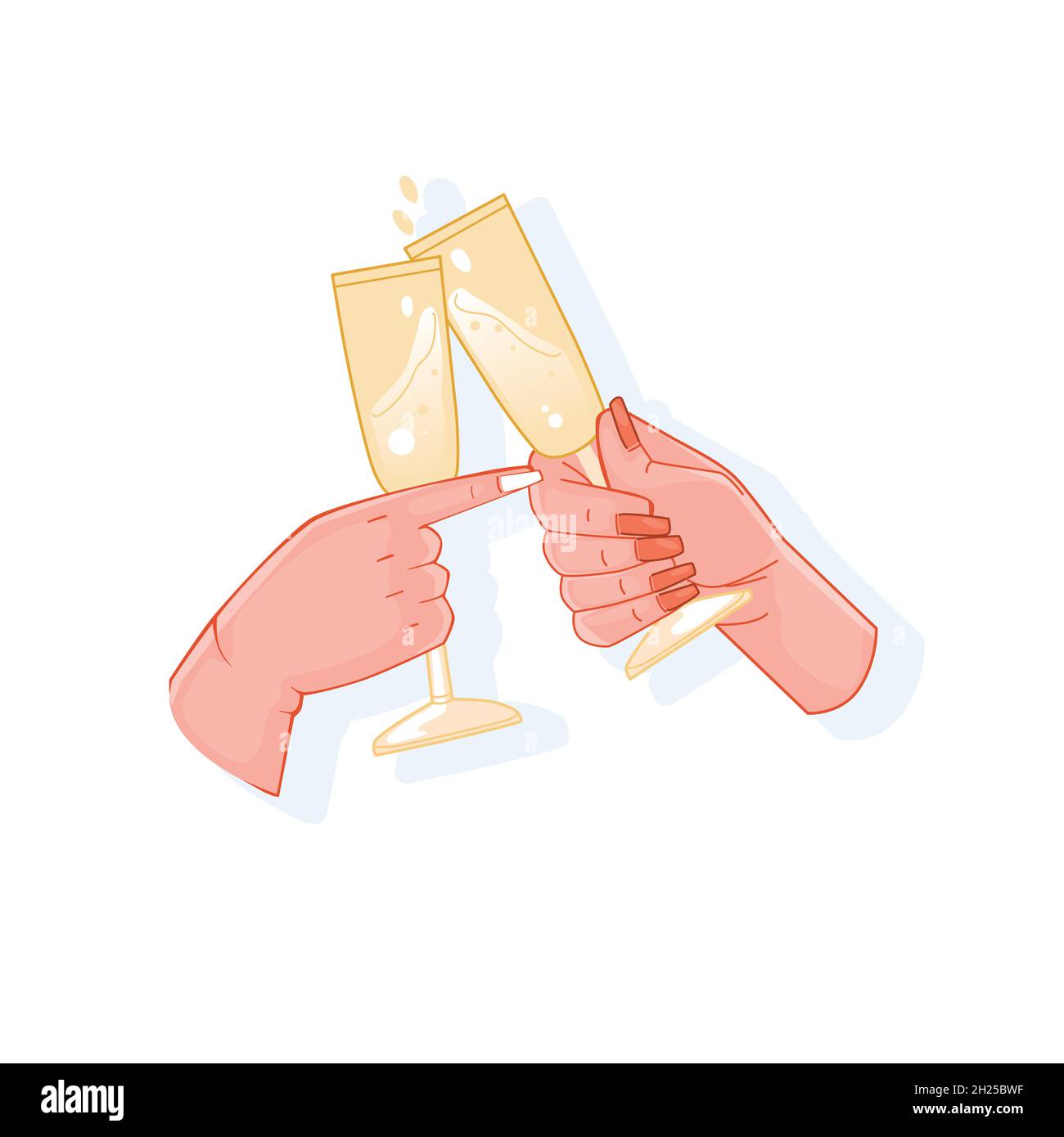 Calici con champagne o vino isolato vettore Illustrazione Vettoriale