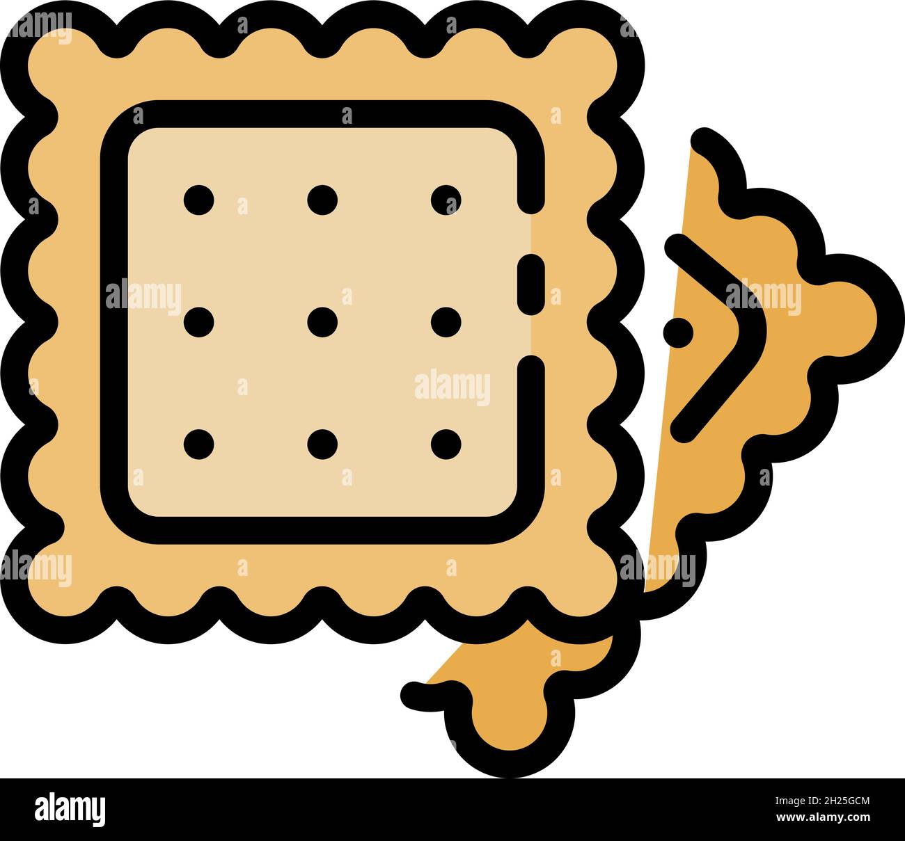 Icona cookie quadrata. Contorno quadrato cookie vettore icona colore piatto isolato Illustrazione Vettoriale