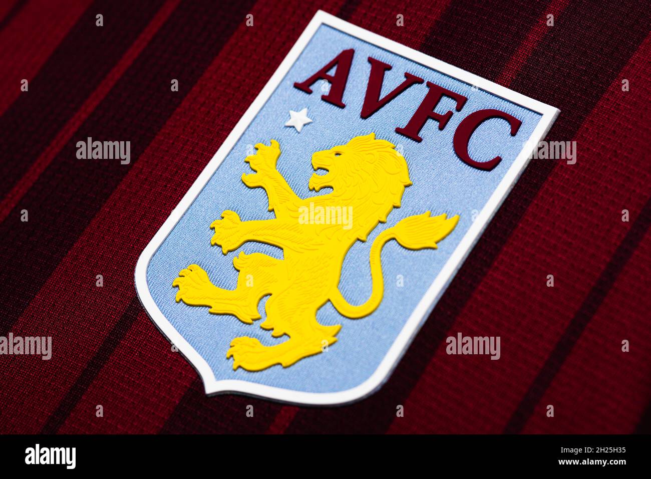 Primo piano dello stemma Aston Villa Club. Foto Stock
