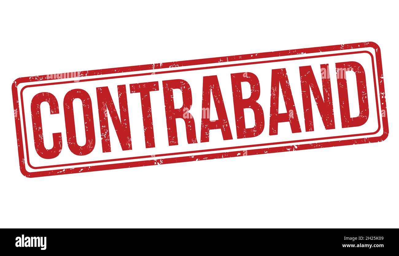 Timbro di gomma a grunge contraband su sfondo bianco, illustrazione vettoriale Illustrazione Vettoriale