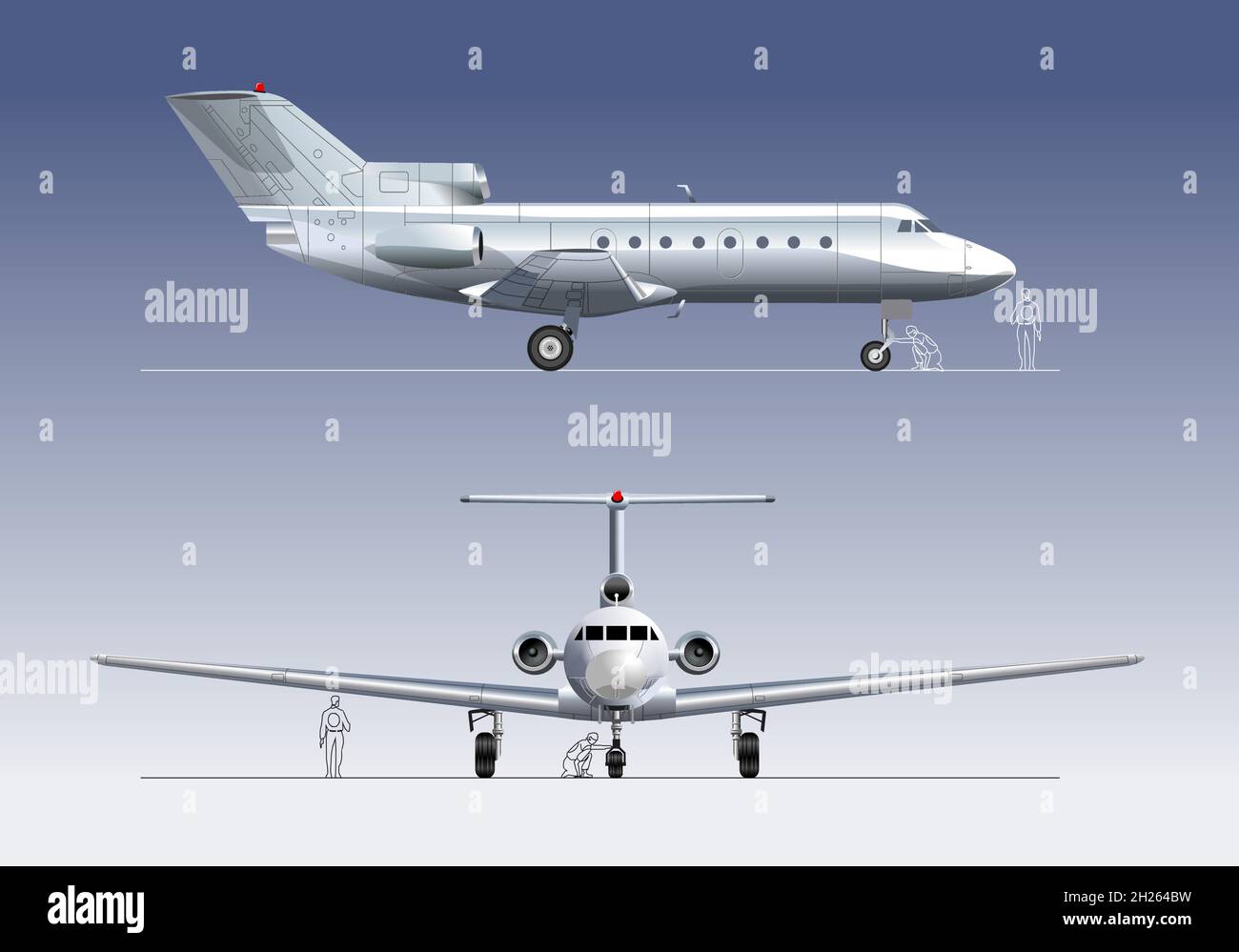 Aeroplano civile. Formato vettoriale EPS-10 disponibile separato da gruppi e livelli per una facile modifica Illustrazione Vettoriale