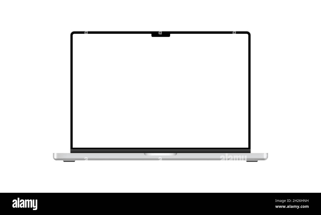 Vinnytsia, Ucraina - 20 ottobre 2021: Nuovo MacBook Pro portatile con schermo vuoto. Può essere usato per illustrazione di progetto, Presentation.Vector Illustrazione Vettoriale
