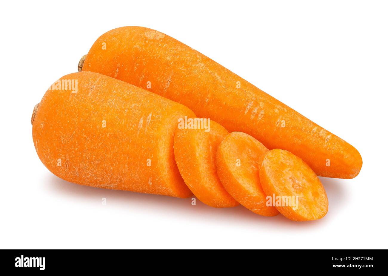 percorso di carota a fette isolato su bianco Foto Stock