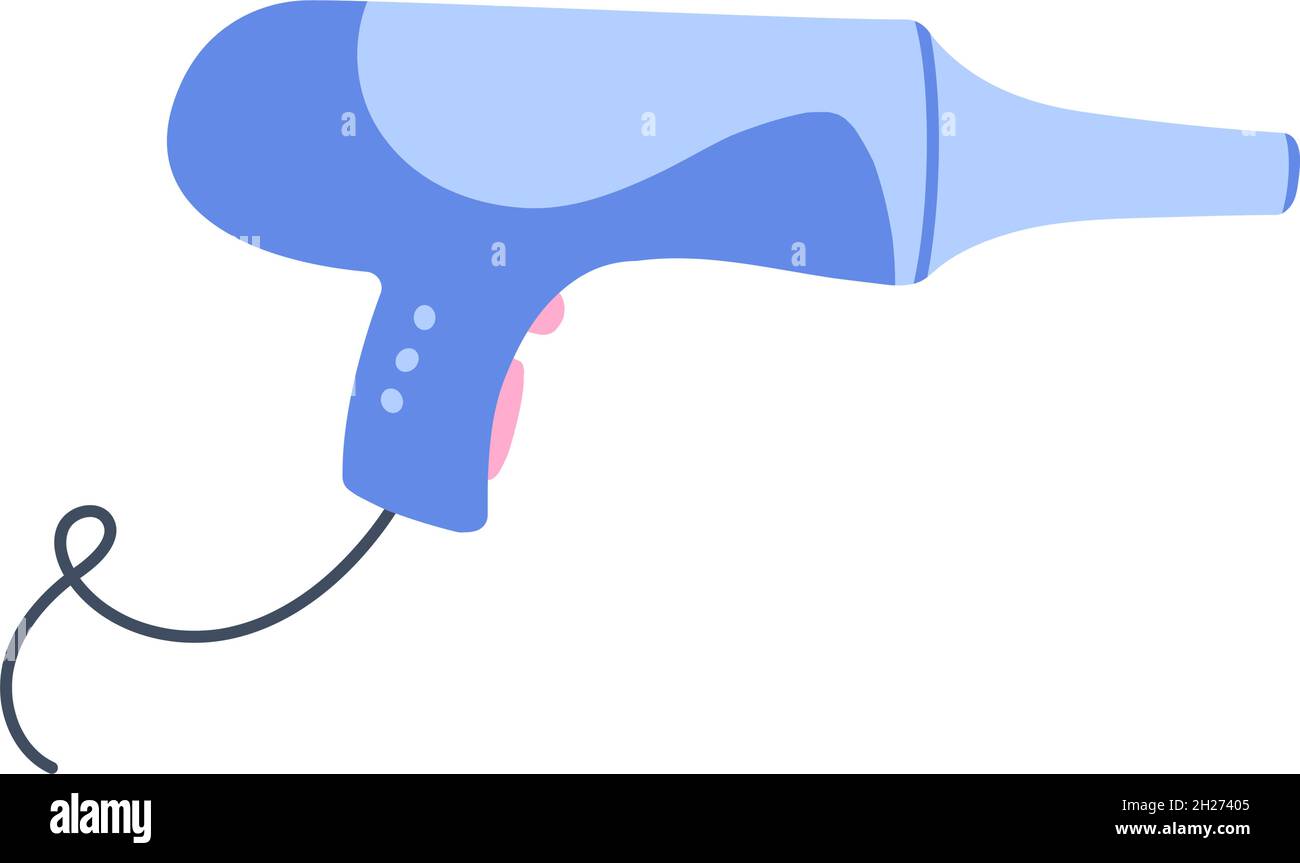 Illustrazione vettoriale dell'asciugacapelli. Stile disegnato a mano. Oggetto isolato su sfondo bianco. Illustrazione Vettoriale