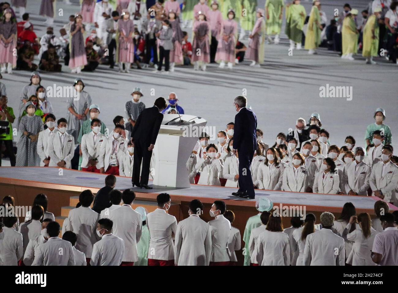 23 LUGLIO 2021 - TOKYO, GIAPPONE: La pace attraverso lo Sport segmento con i discorsi di Seiko Hashimoto e Thomas Bach come parte del protocollo olimpico durin Foto Stock