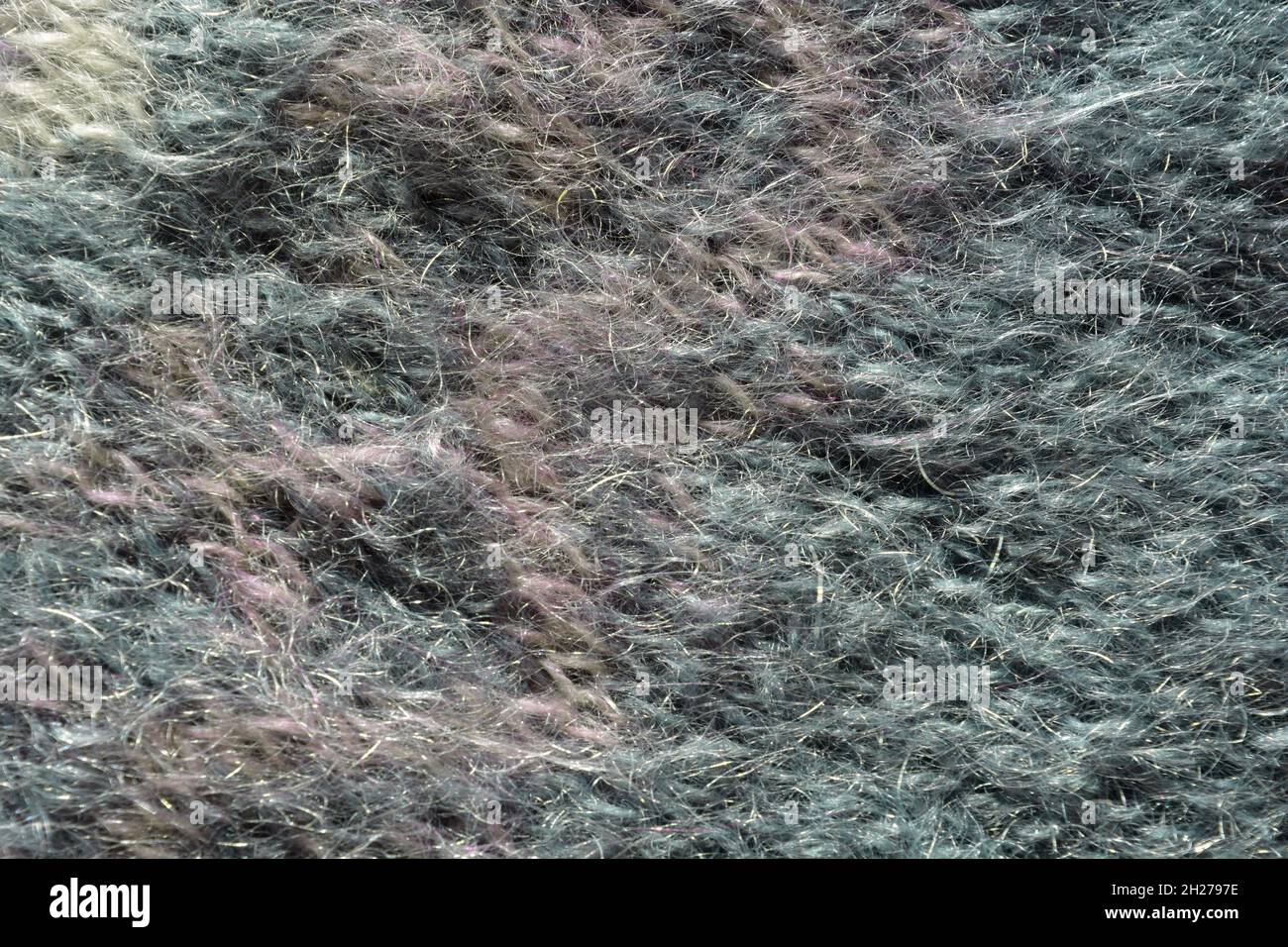 Maglia in lana Angora e mohair mix, primo piano con texture e fibre Foto Stock
