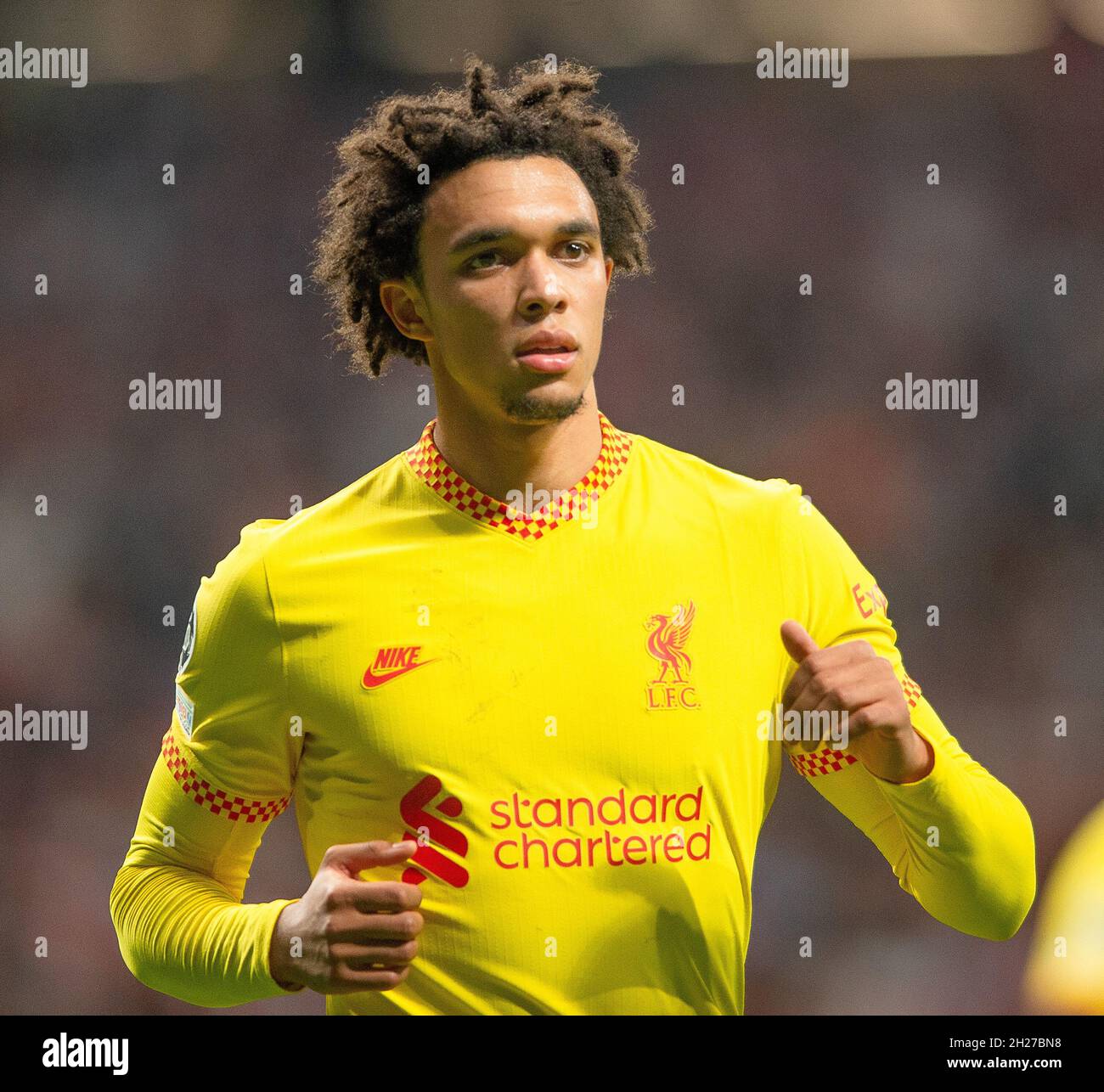 Estadio Wanda Metropolitano, Madrid, Spagna. 19 Ott 2021. Men's Champions League, Atletico de Madrid versus Liverpool FC; Trent Alexander-Arnold di Liverpool Credit: Action Plus Sports/Alamy Live News Foto Stock