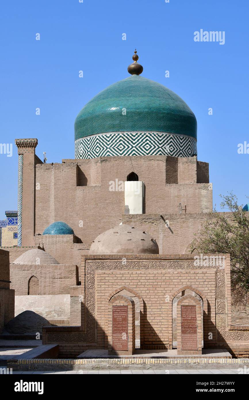 Mahmud Mausoleo Pahlavan (1810-25), Itchan Kala, Ichan-Qаl’а, Khiva, Regione Xorazm, Uzbekistan, Asia centrale Foto Stock