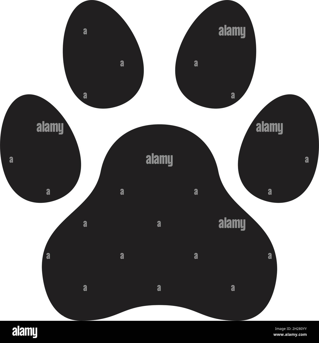Paw stampa icona vettore gatto e cane footprint simbolo in un nero isolato in un glifo pittogramma illustrazione Illustrazione Vettoriale
