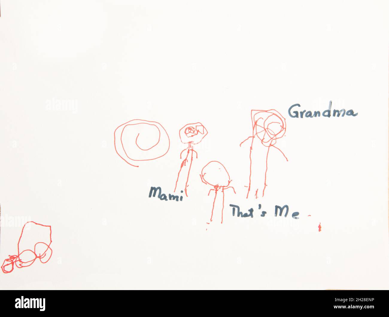 Istruzione Preschool 4-5 anni opere d'arte per bambini raffiguranti famiglie e relazioni familiari, figure umane riconoscibili Foto Stock