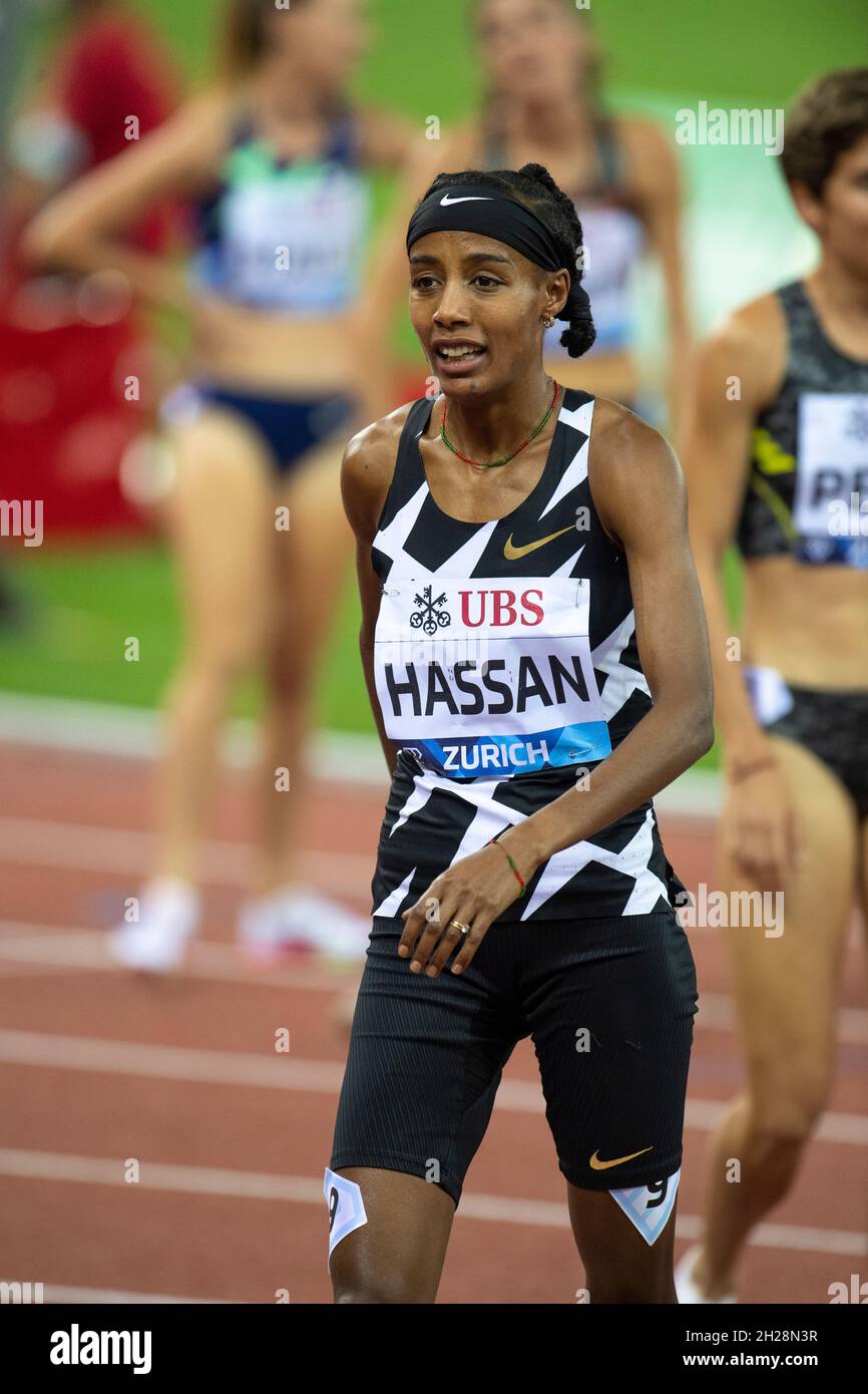 Zurigo, Svizzera. 9 settembre 2021. SIFAN Hassan gareggia nei 1500 m durante la finale della Wanda Diamond League allo stadio Letzigrund. (Foto di Gary Mitchell/SOPA Images/Sipa USA) Credit: Sipa USA/Alamy Live News Foto Stock