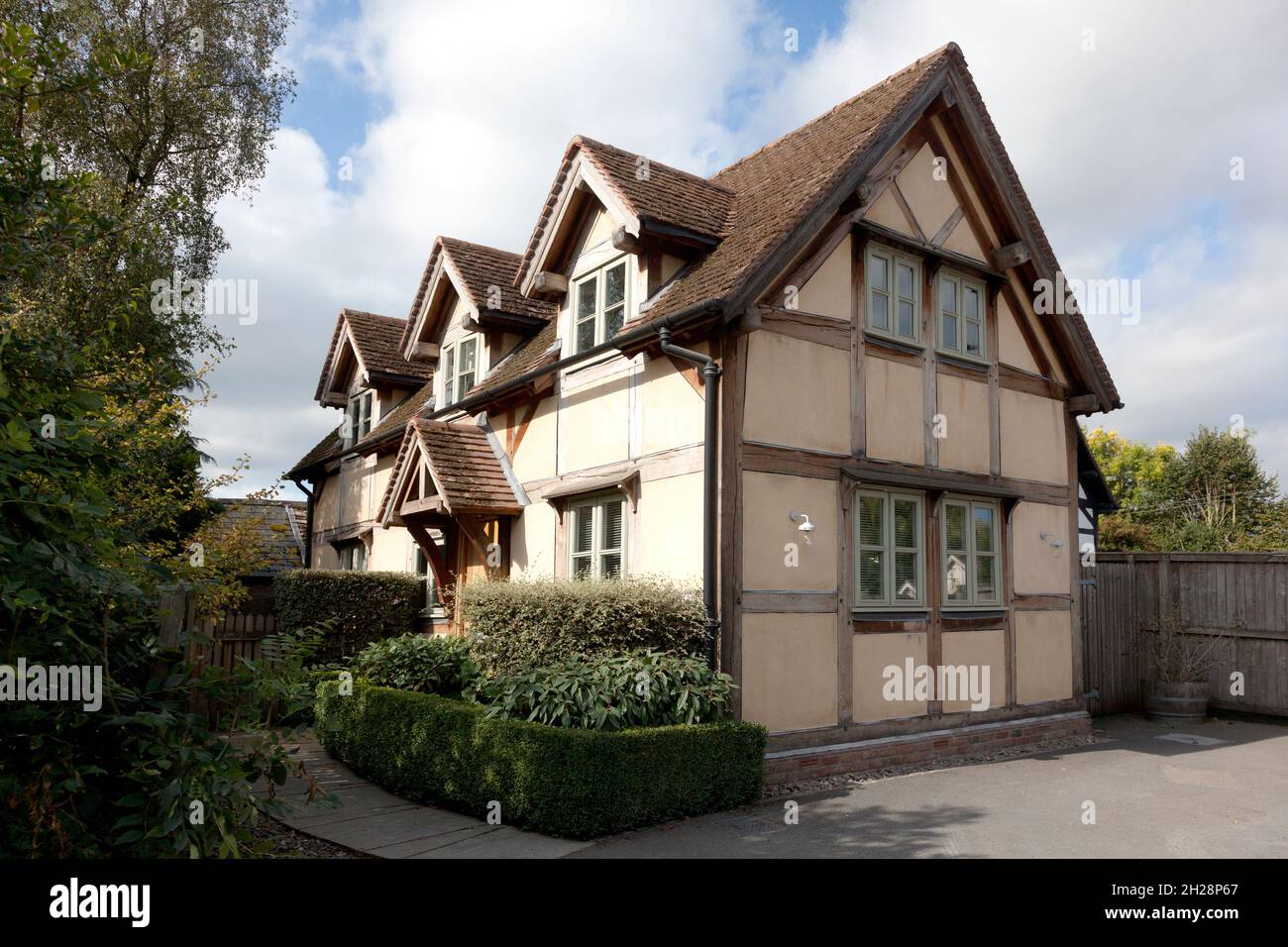 Casa a graticcio in colori originali non dipinti, Eardisley, Herefordshire Foto Stock