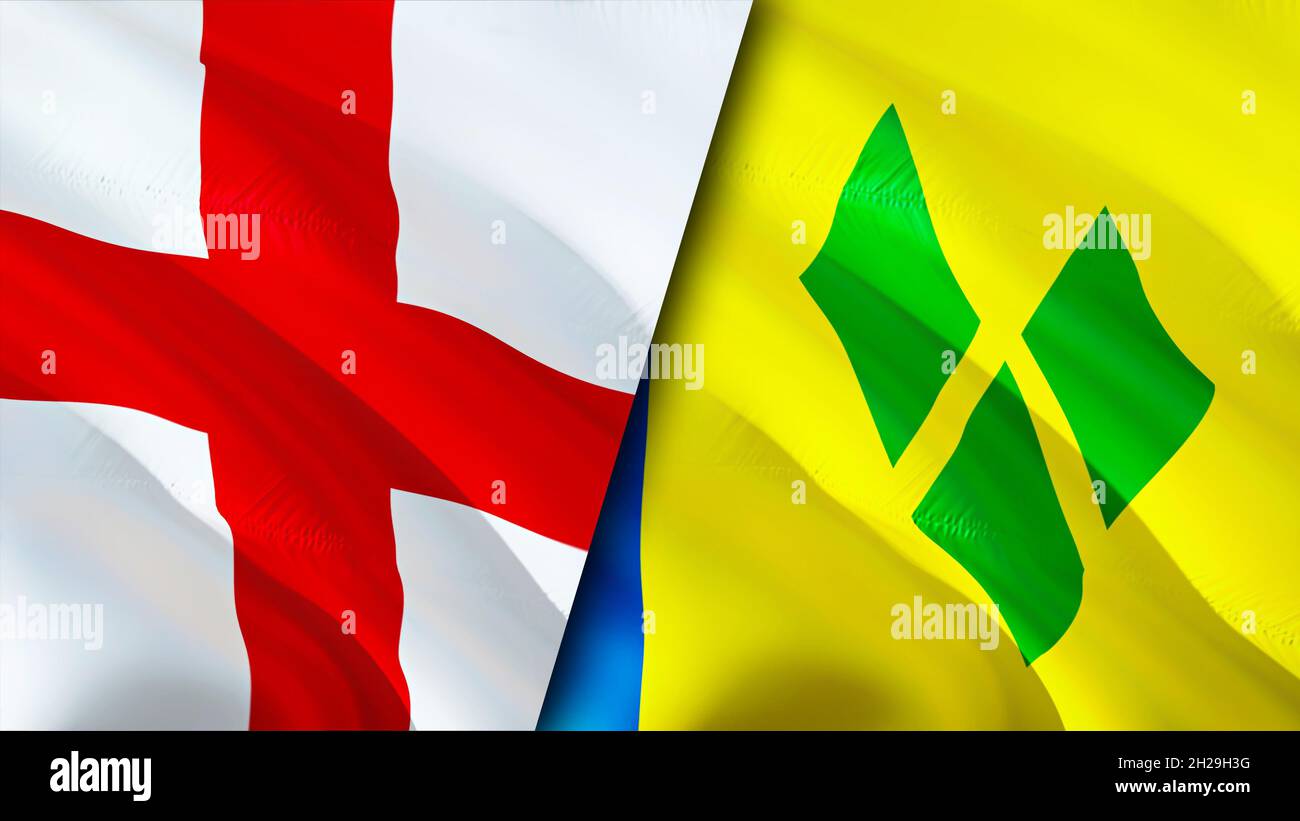 Inghilterra e Saint Vincent e Grenadine bandiere. Progettazione di bandiere  ondulate 3D. Saint Vincent e Grenadines bandiera inglese, foto, carta da  parati. Inghilterra Foto stock - Alamy