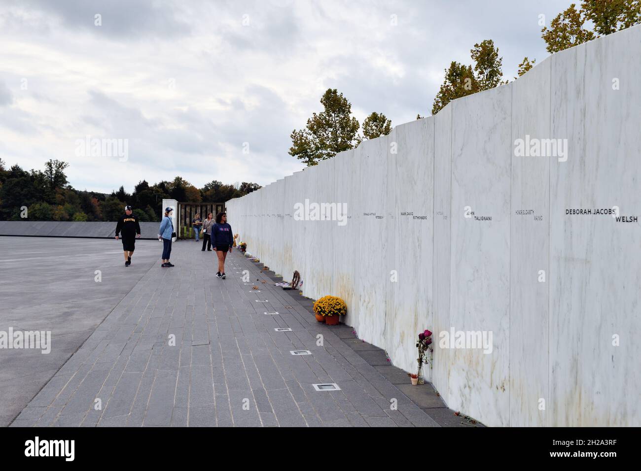 Shanksville, Pennsylvania, Stati Uniti. Il muro dei nomi al Flight 93 National Memorial. Foto Stock