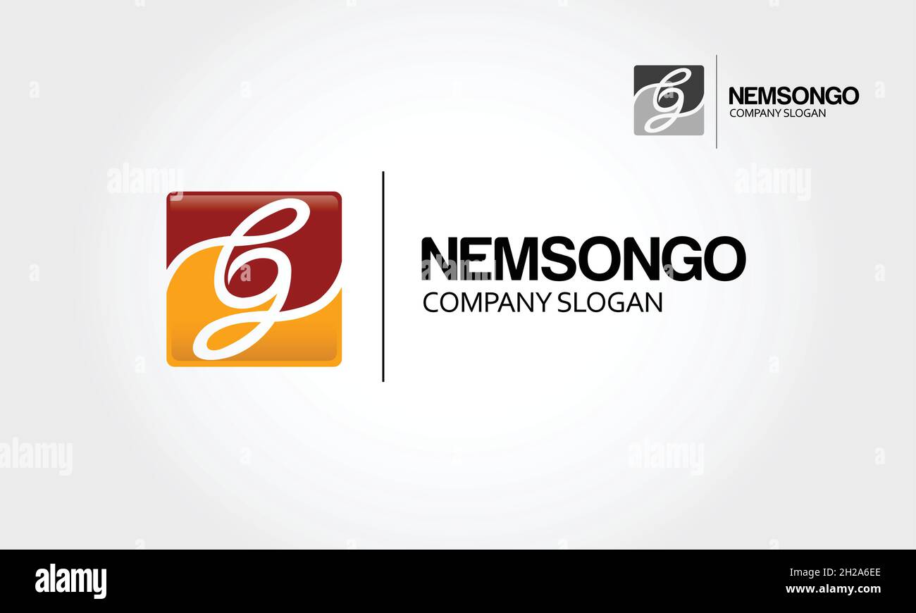 Modello con logo numerico Enem Songo. Numero creativo logo quadrato 2.0 per la vostra azienda. Illustrazione Vettoriale