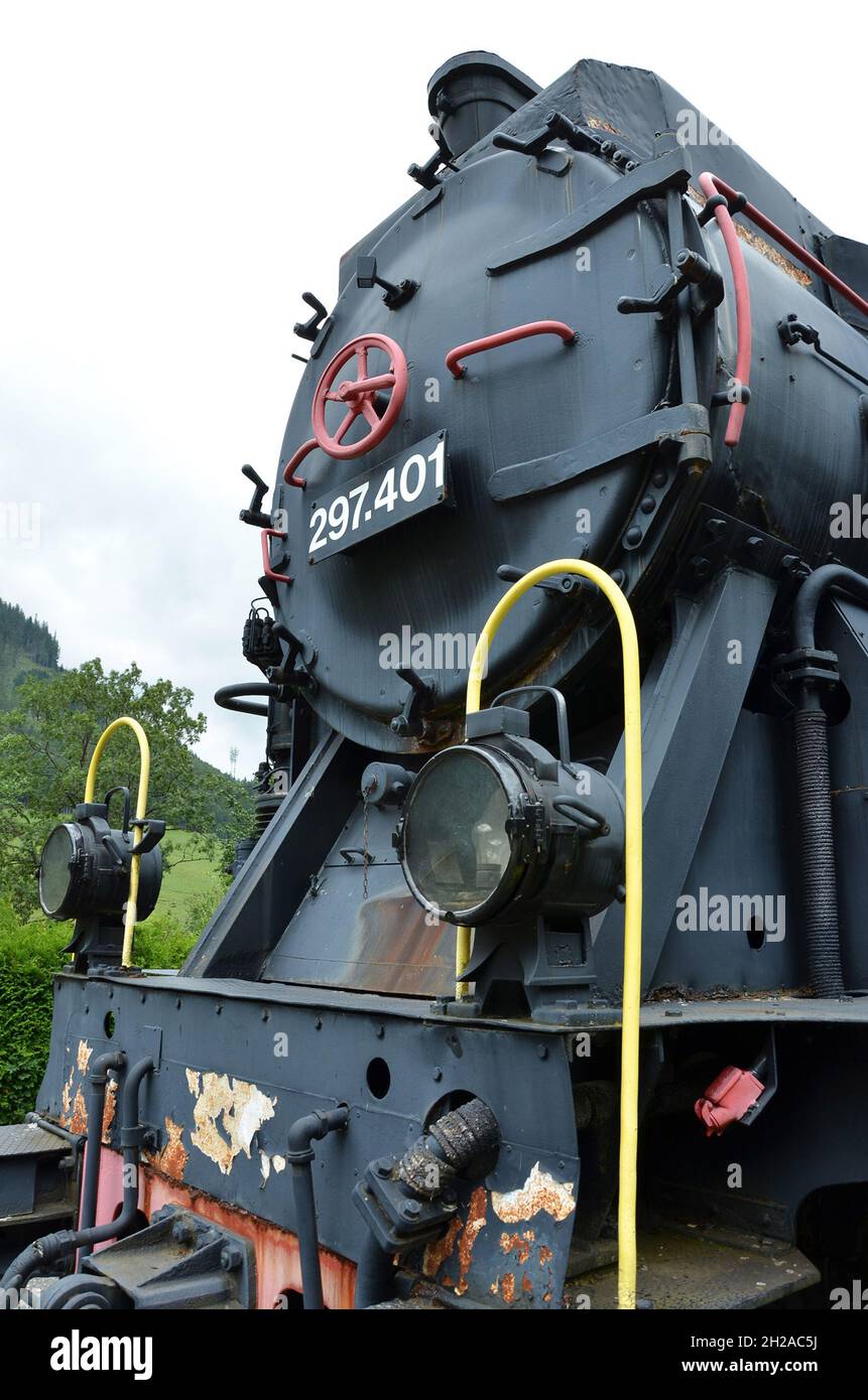 Dampflokomotiva a Vordernberg in der Steiermark (Erzbergbahn), Österreich, Europa-locomotiva a vapore a Vordernberg in Stiria (Erzbergbahn), Austria, Foto Stock