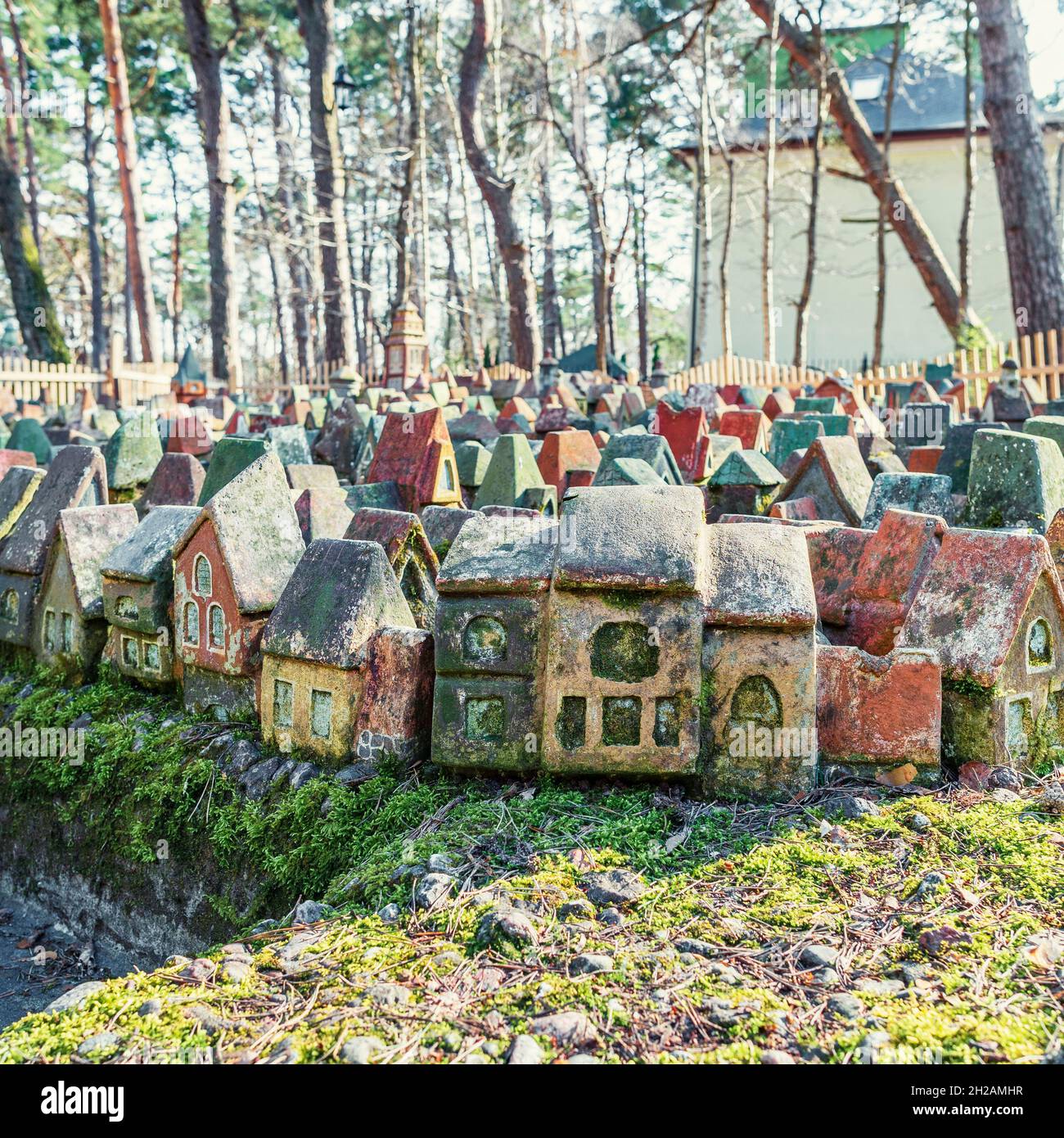 Modello in ceramica di case medievali, strade di Koenigsberg medievale a Svetlogorsk, Russia Foto Stock