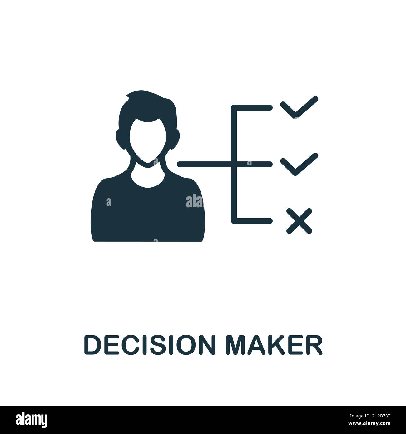 Icona decision maker. Firma monocromatica della collezione di sviluppo aziendale. Creative Decision Maker icona illustrazione per il web design, infografica e. Illustrazione Vettoriale
