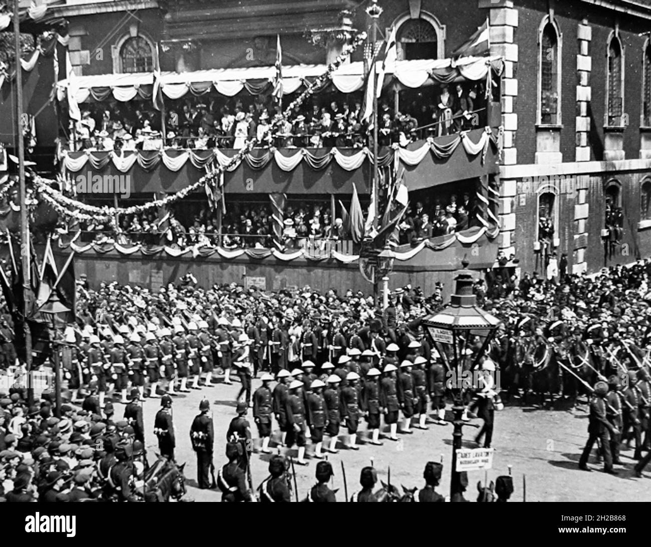 La polizia di Hong Kong, la parata del Giubileo dei Diamanti della Regina Vittoria, Londra nel 1897 Foto Stock