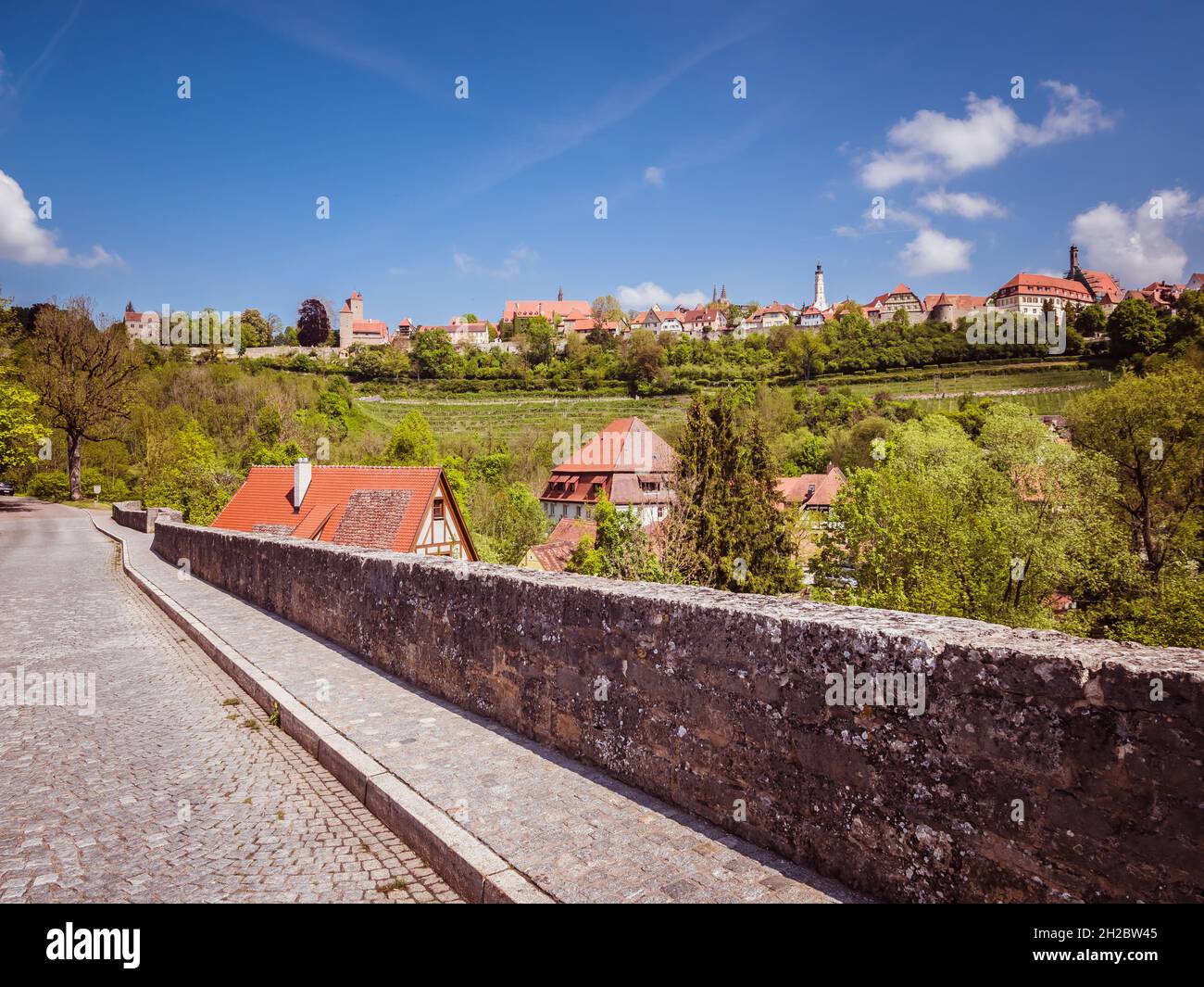 Skyline da Rothenburg ob der Tauber in Baviera Germania Foto Stock