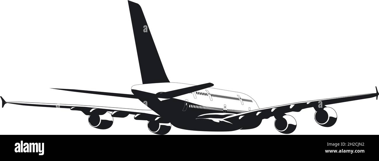 silhouette del jetliner passeggero. Formato vettoriale EPS-8 disponibile separato da gruppi e livelli per una facile modifica Illustrazione Vettoriale