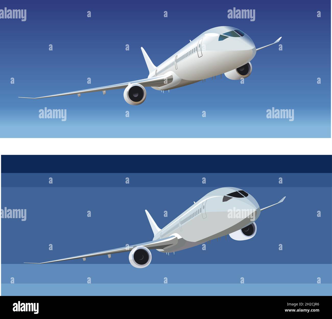 Boeing - 787 Dreamliner. Formato vettoriale EPS-8 disponibile separato da gruppi e livelli per una facile modifica Illustrazione Vettoriale