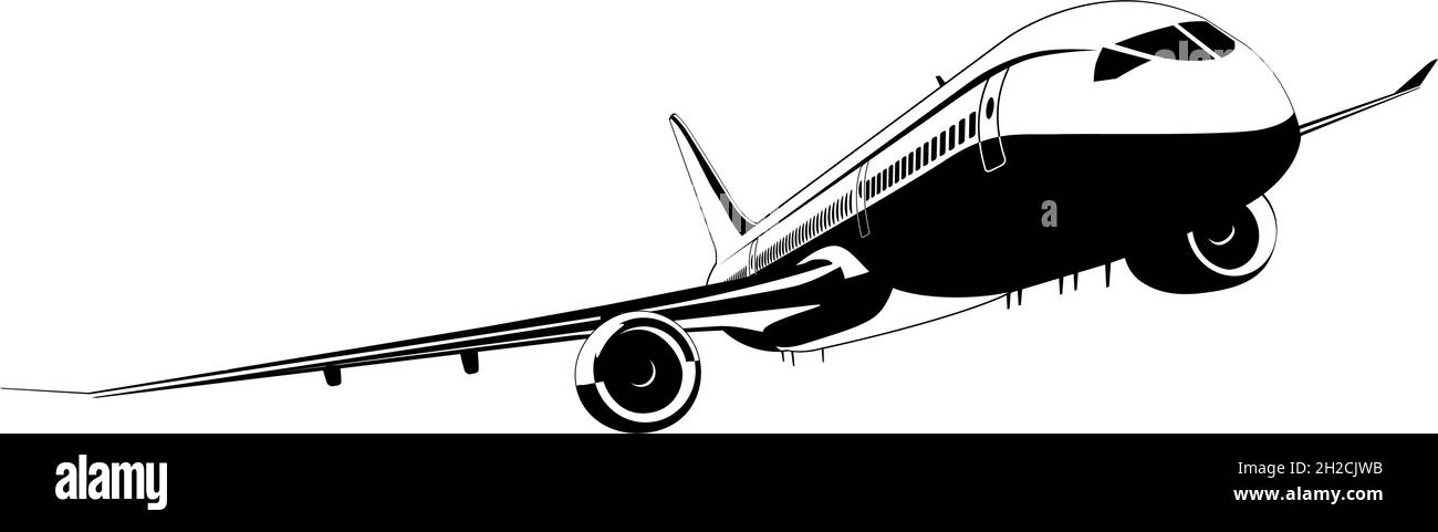 Silhouette dettagliata aeroplano. Formato vettoriale EPS-8 disponibile separato da gruppi e livelli per una facile modifica Illustrazione Vettoriale