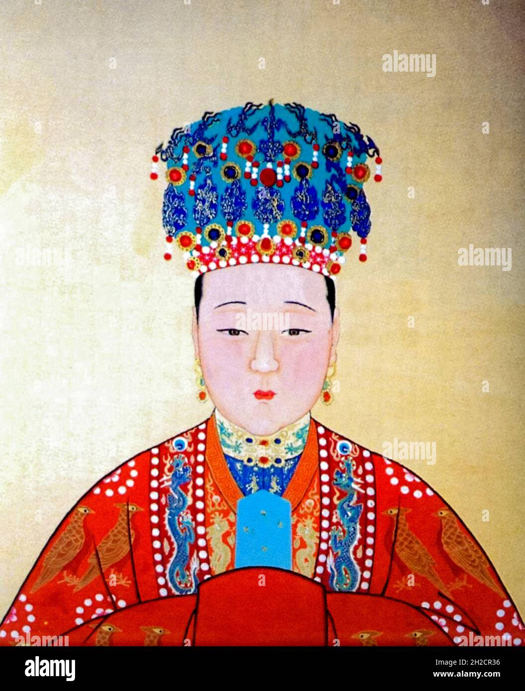 Imperatrice Xiaoduanwen (1599-1649) consorte cinese di Hong Taiji durante la dinastia Qing dal 1636 fino alla morte del marito nel 1643, dopo di che fu conosciuta come imperatrice. Foto Stock