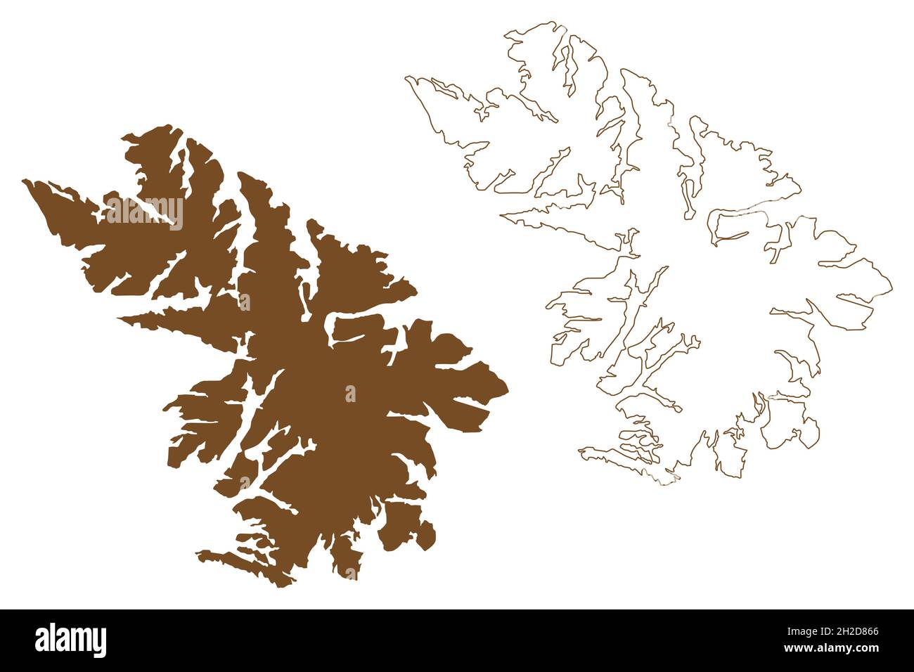 Isola di Santa Ines (Repubblica del Cile, Sud e America Latina, arcipelago della Terra del fuoco) illustrazione vettoriale mappa, schizza mappa di Santa Ines Illustrazione Vettoriale