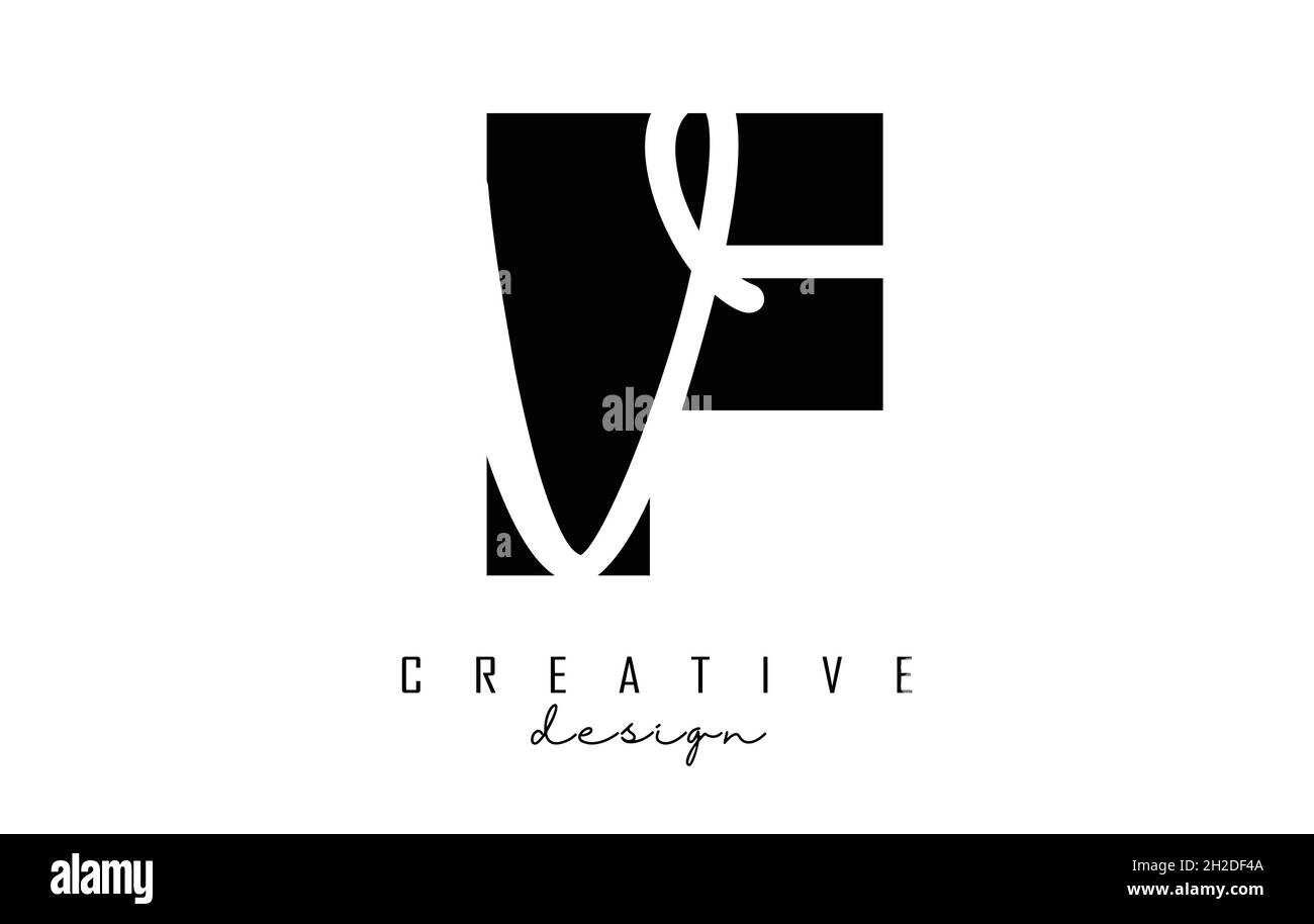 Logo Letters FV dal design minimalista. Lettere F e V con tipografia geometrica e manoscritta. Illustrazione di Creative Vector. Illustrazione Vettoriale