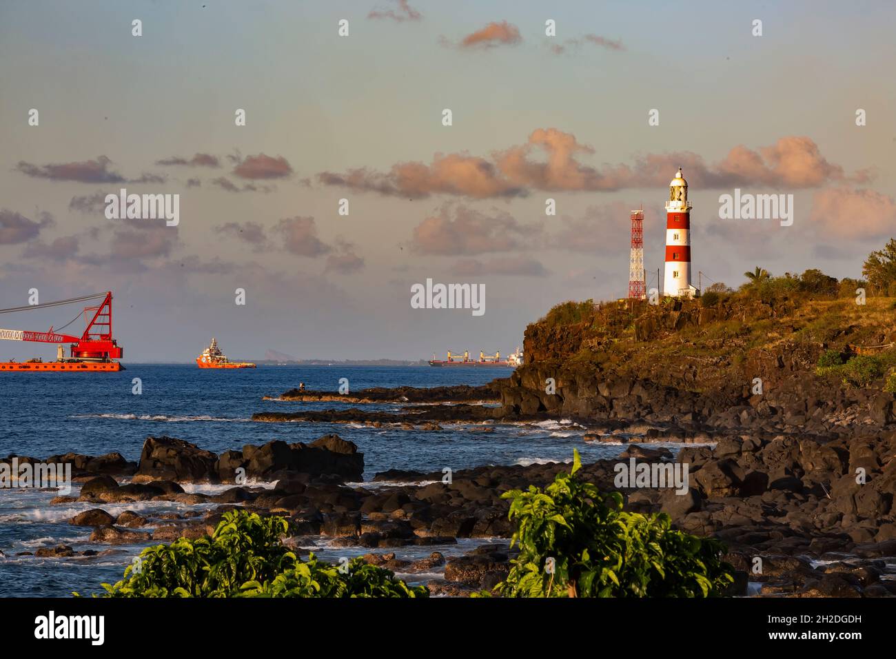 Faro di Pointe aux Caves (Albion) Foto Stock
