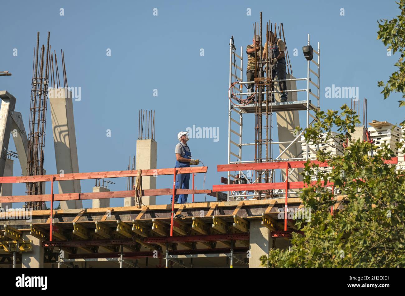 Baustelle, Bauarbeiter, Gerüst, Sicherheit, Bundesallee, Wilmersdorf, Berlino, Germania Foto Stock