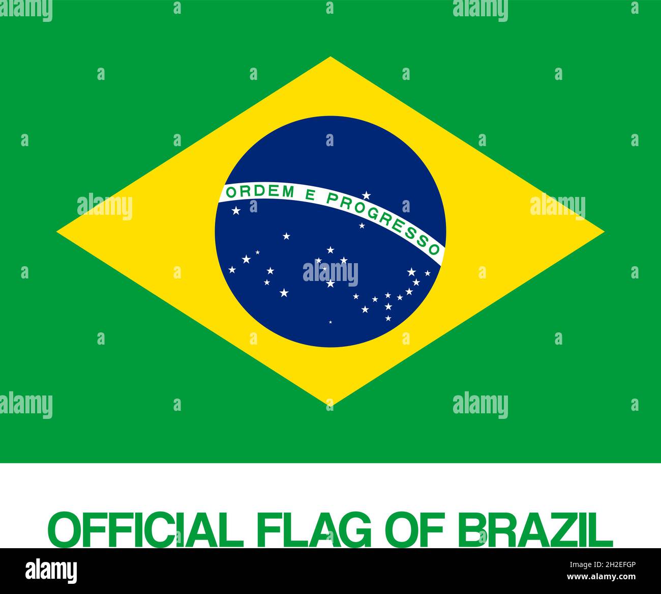 Vettore Nazionale Bandiera del Brasile con Illustrazione dettagliata emblema Illustrazione Vettoriale