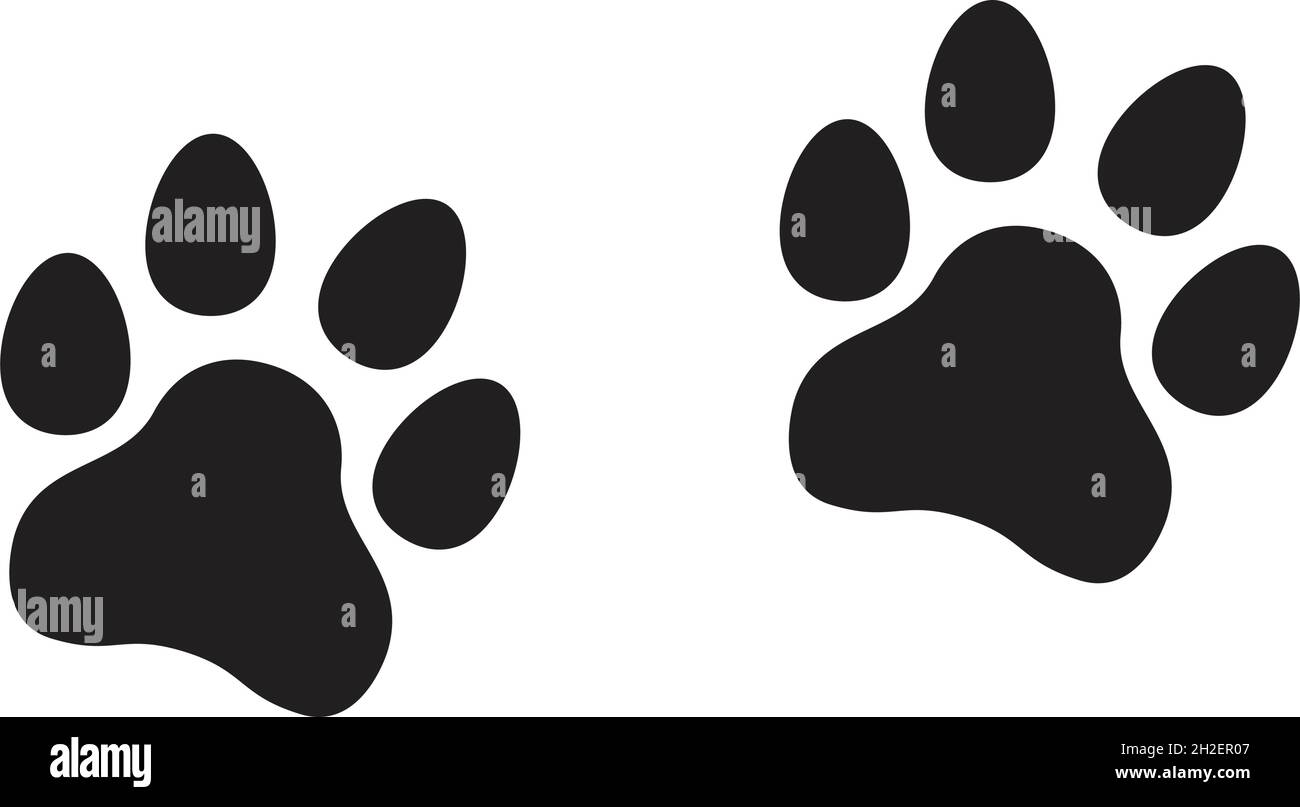 Paw stampa icona vettore gatto e cane footprint simbolo in un nero isolato in un glifo pittogramma illustrazione Illustrazione Vettoriale