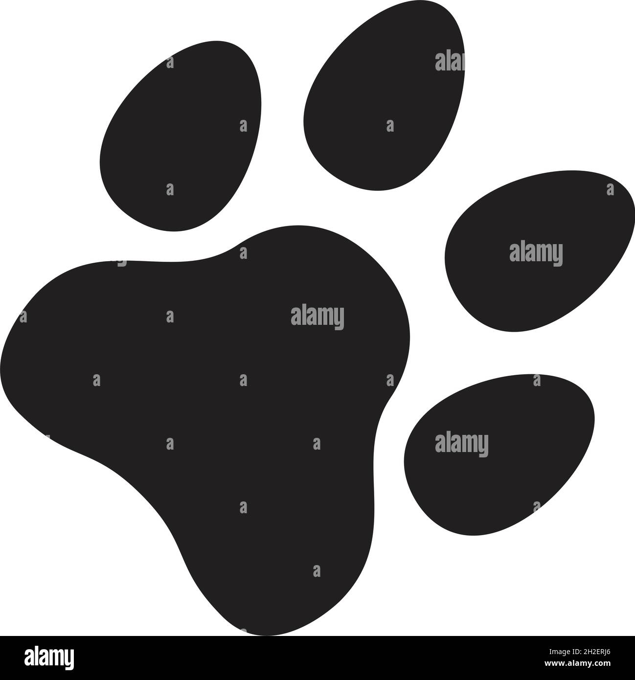 Paw stampa icona vettore gatto e cane footprint simbolo in un nero isolato in un glifo pittogramma illustrazione Illustrazione Vettoriale