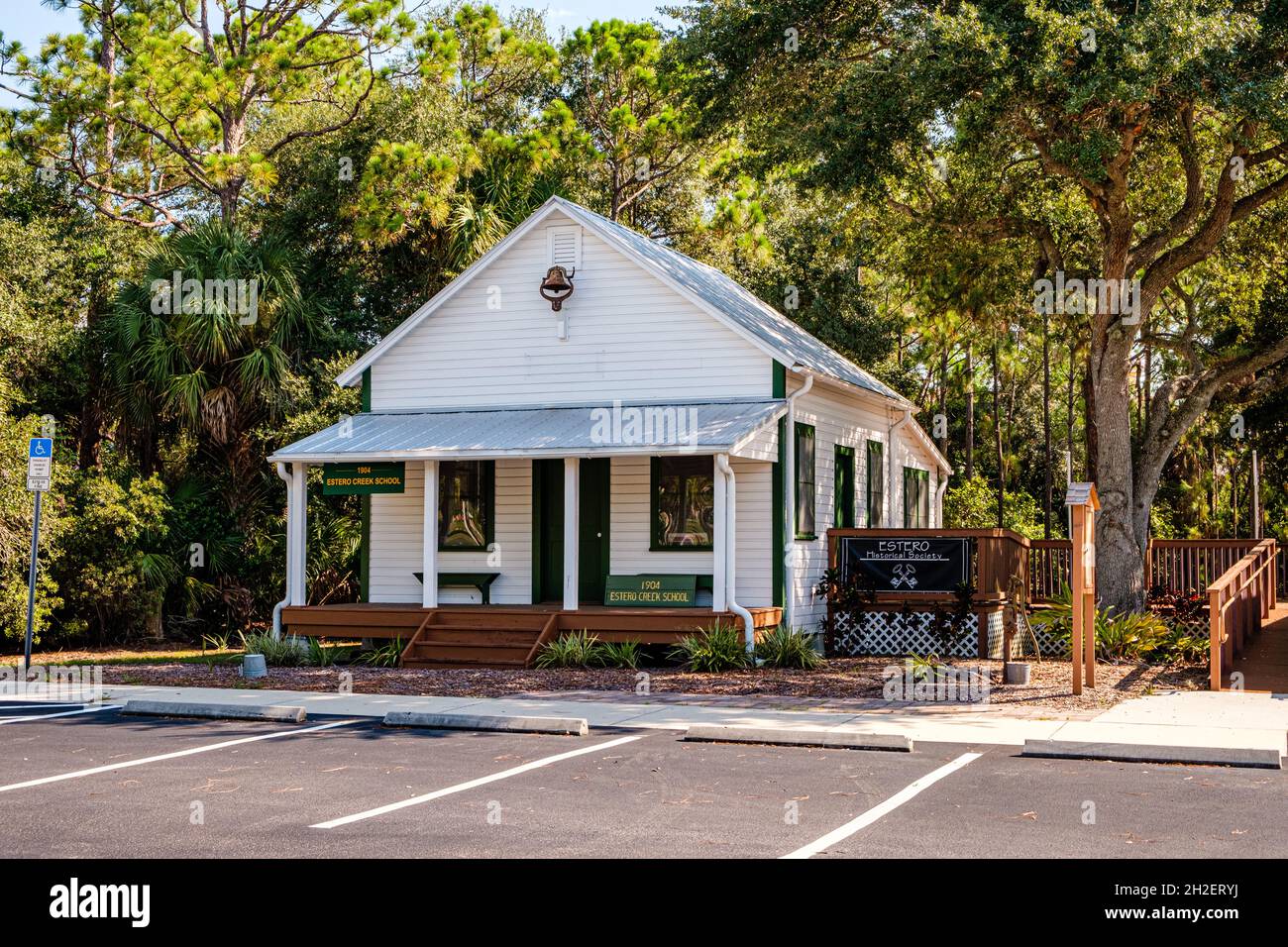 Estero Creek School, Estero Historical Society, Corkscrew Palms Blvd, Estero, Florida Foto Stock