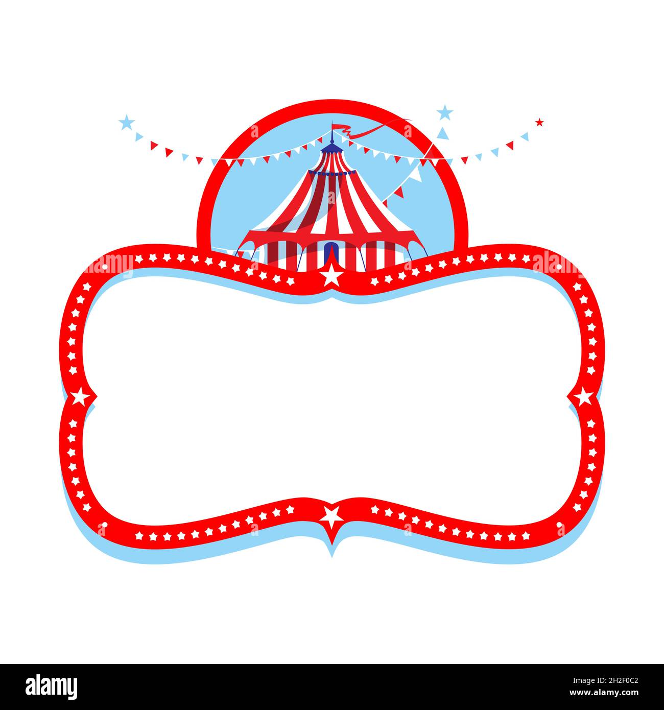 Cornice con tenda da circo. Modello di poster pubblicitario con posto per  il testo per l'annuncio di eventi circensi, fanfair, carnevale o di vita  Immagine e Vettoriale - Alamy