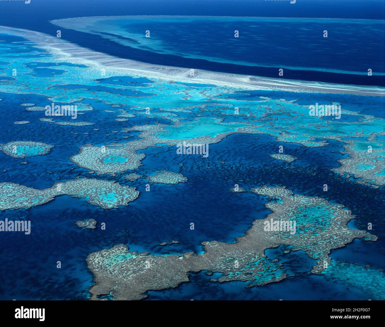 Australia. Queensland. Grande Barriera Corallina. Vista aerea. Foto Stock