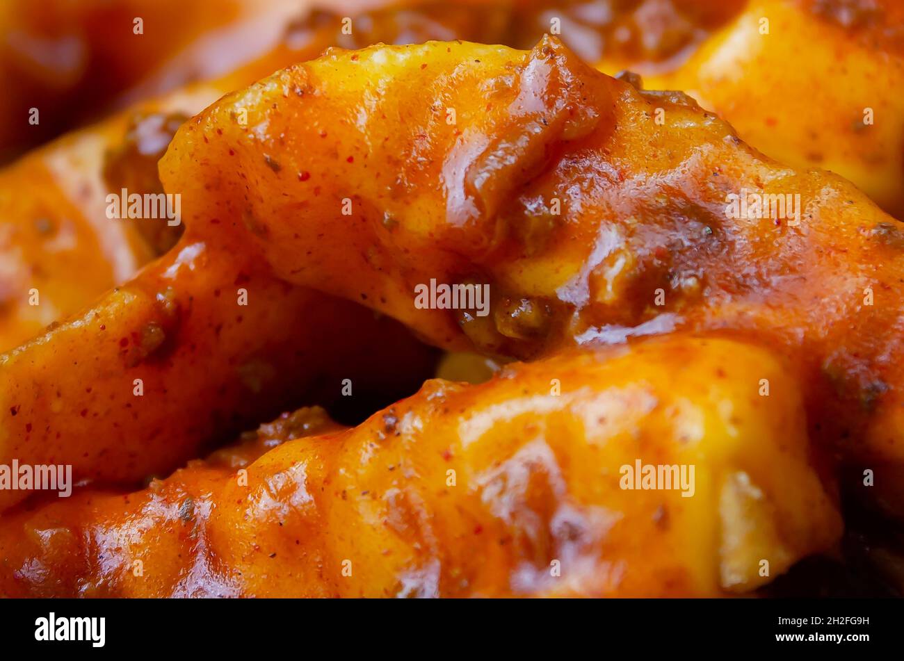 Le patatine fritte al peperoncino sono dipese presso il Sam’s Super Burger, 3 luglio 2021, a Grand Bay, Alabama. Foto Stock