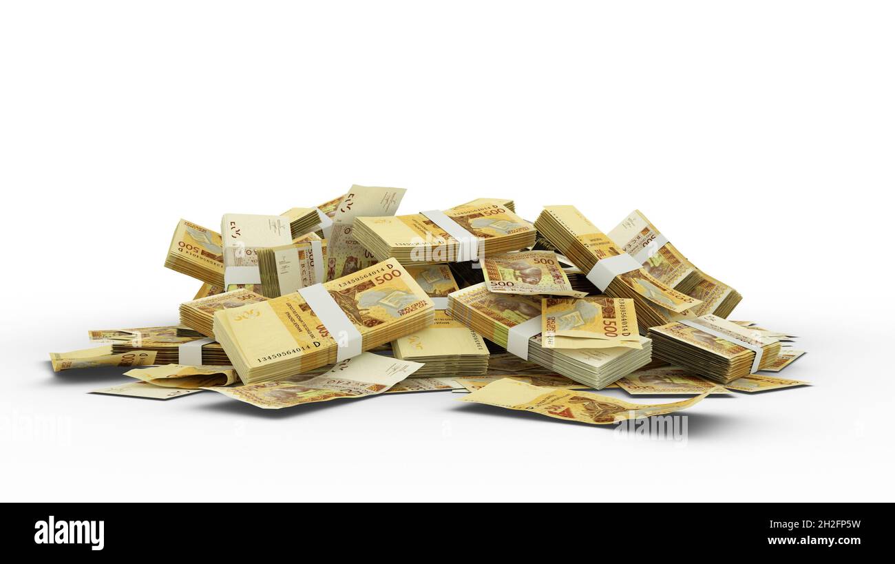 Stack 3D di 500 note CFA Franc Foto Stock