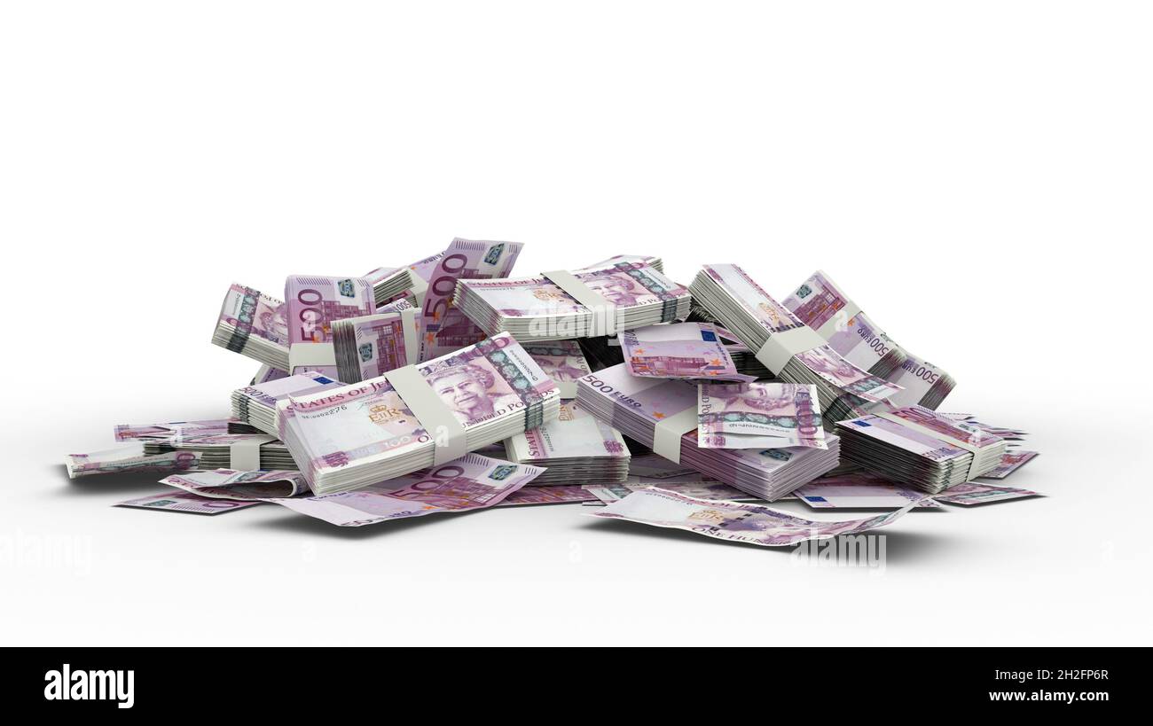 3D Stack di 500 euro banconote Foto Stock