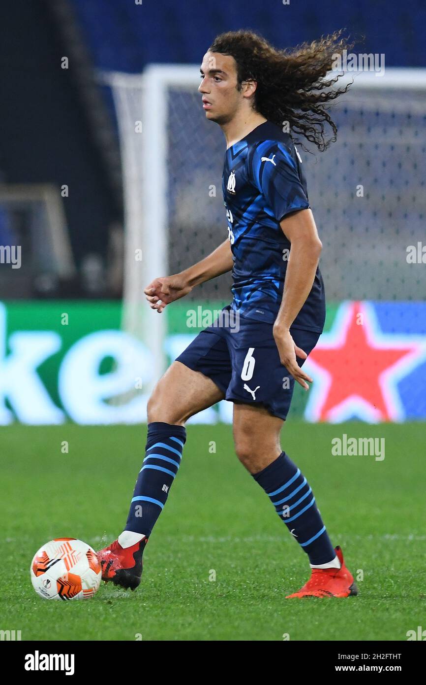 Roma, Lazio. 21 ottobre 2021. Matteo Guendouzi dell'Olympique de Marseille durante la partita Europa League tra SS Lazio e Olympique Marseille allo stadio Olimpico di Roma, Italia, 21 ottobre 2021. Fotogrofo01 Credit: Independent Photo Agency/Alamy Live News Foto Stock