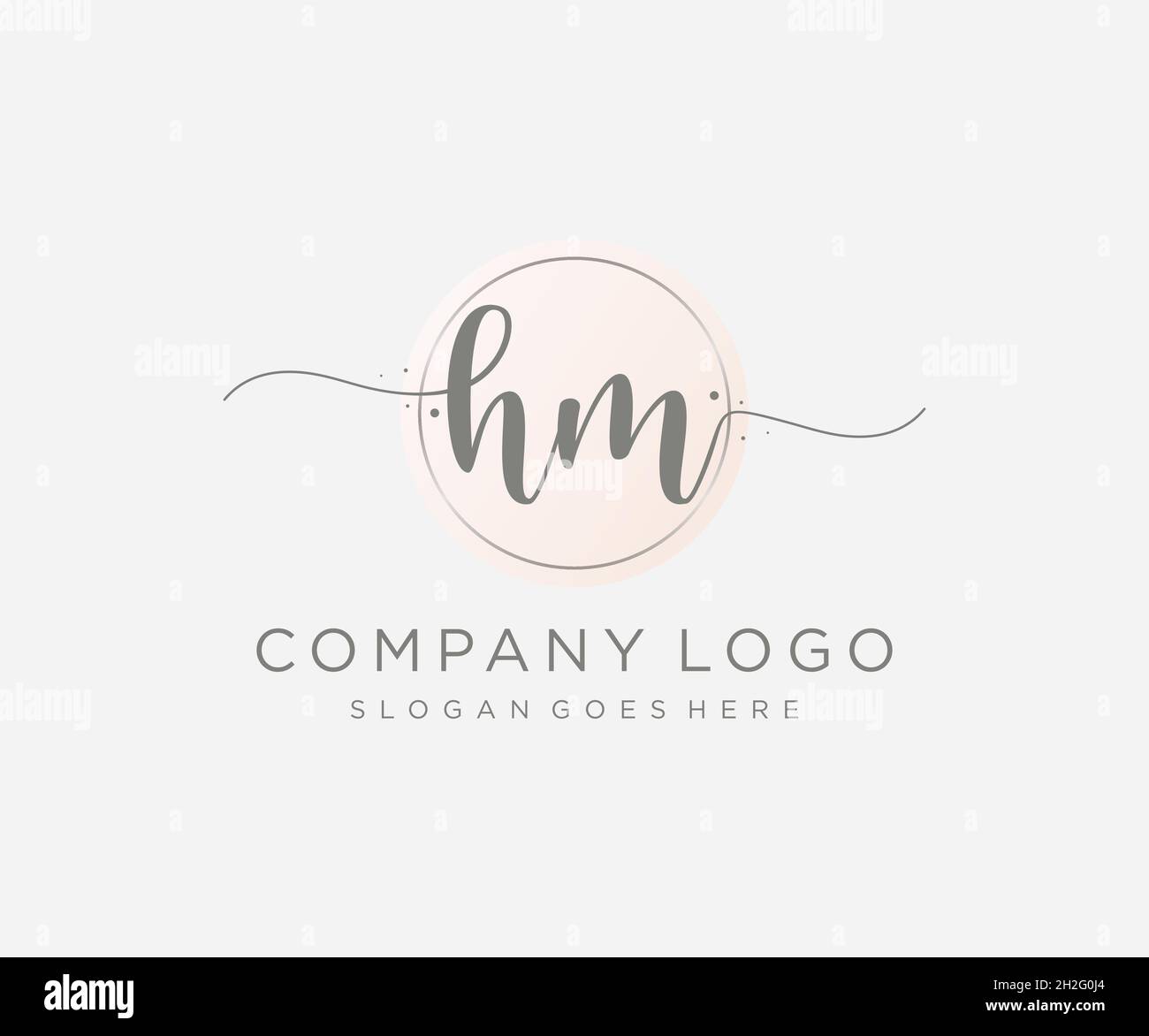 Logo HM femminile. Utilizzabile per la natura, salone, centro benessere, cosmetici e loghi di bellezza. Elemento modello di disegno con logo a vettore piatto. Illustrazione Vettoriale