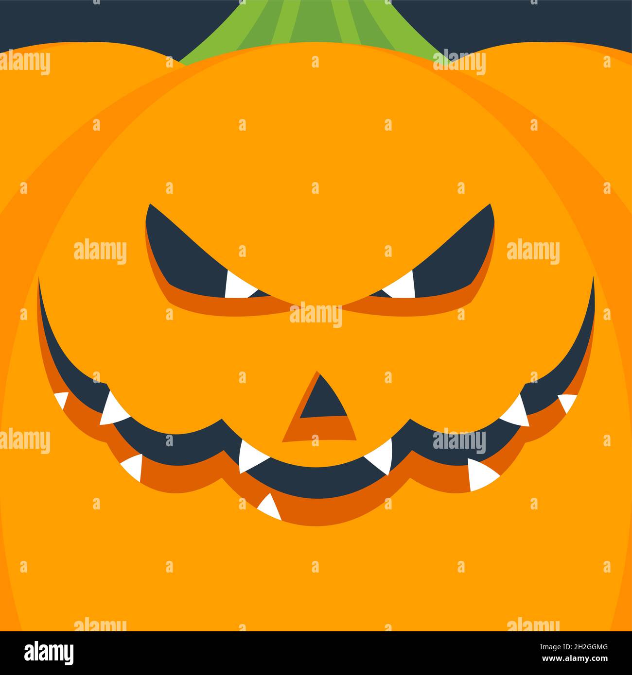 Zucca di Halloween arancione. Vacanza tradizionale carattere demoniaco Illustrazione Vettoriale