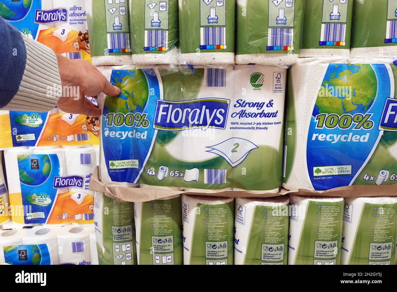 Salvietta di carta di marca Lidl Foto Stock