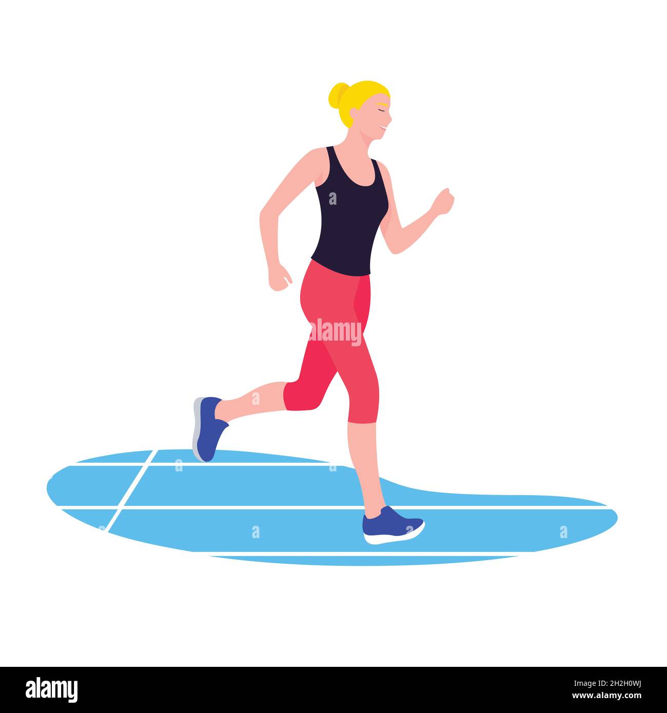 Donna in forma che corre. Giovane atleta femminile che fa sport, allenamento Illustrazione Vettoriale